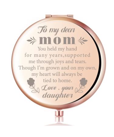 z-crange My Heart Will Always Be Tied to Home Rose Gold Compact Mirror for Mother of The Groom Unique Mother's Day Birthday Wedding Keepsake Gift for Mother of The Bride from Daughter