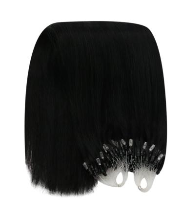 Youngsee Real Hair Microring Extensions - 55cm Black Micro Loop Hair Extensions | 50g #1 Premium Quality - Buy Online on GoSupps.com