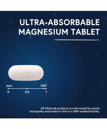 Vitacook Magnesium Glycinate 300mg - Natural Calmness & Heart Support | Non-GMO, High Potency 90 Tablets - Buy Online on GoSupps.com