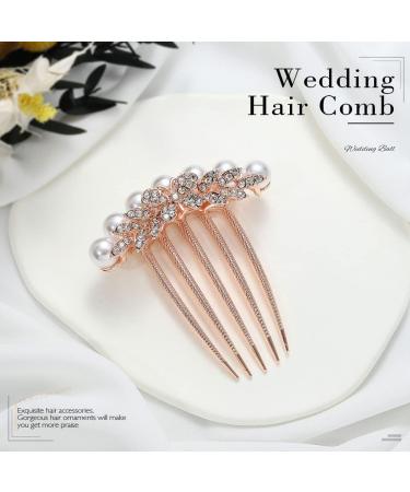 Relandy Bride Wedding Hair Comb Navy Blue Rhinestone Bridal Hair Clip Pearl Wedding Hair Accessories for Women and Girls (Silver) - Buy Online on GoSupps.com