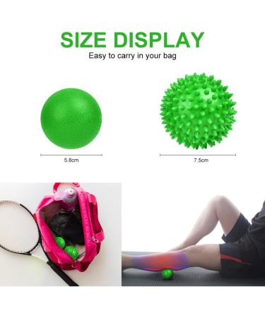 Uraqt Fascia Massage Balls Set - 2 Small Hedgehog Balls for Muscle Tension Relief | Ideal for Feet Back Neck & Hands (Green) - Buy Online on GoSupps.com