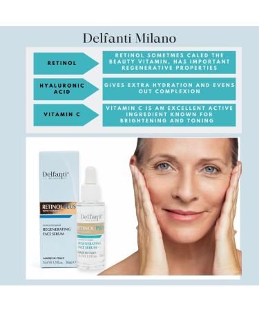 Delfanti Milano Retinol Plus with Vitamin C - Regenerating Face Serum | Made in Italy - International Shipping Available - Buy Online on GoSupps.com