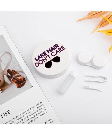 Lake Hair Don't Care Round Case For Contact Lens Kit Storage Box with Mirror Printed - Buy Online on GoSupps.com