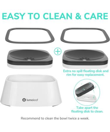 Lumoleaf Dog & Cat Water Bowl - Anti-Spill Slow Feed Gray Double Floating Plate - Buy Online on GoSupps.com