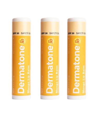 Dermatone Mango Lip Balm Stocking Stuffer | Moisturizing Lip Care | Soothe & Replenish Dry & Chapped Lips | Aloe Vitamin E | SPF 30 | 3-Pack (Mango 0.15oz sticks) Mango Lip Balm 0.15 Oz Pack of 3
