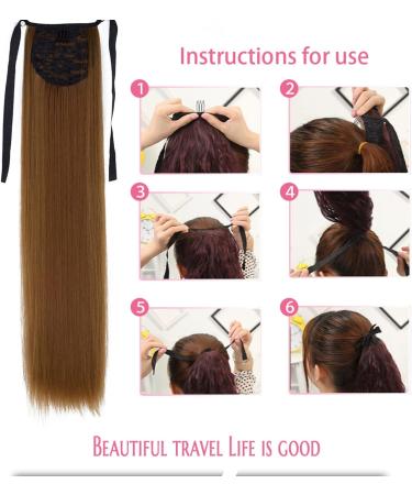 Hair Chignon 22/34 Inch Ponytail Extension Straight Hair Wig Bow Hair Band Synthetic Ponytail Women Extra Long Hair Extensions Messy Bun Hair Piece (Color : 07 Size : 34inches) - Buy Online on GoSupps.com