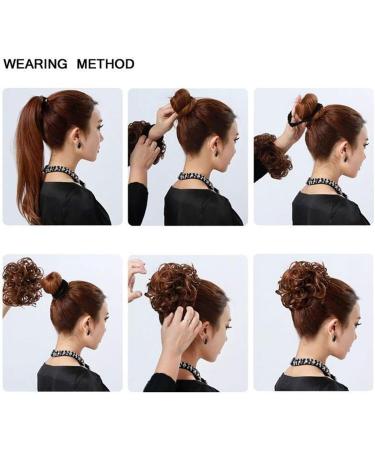 Messy Hair Scrunchies Bun Extensions Curly Wavy Updo Ponytail Chignons - Dark Brown mix Light Auburn - Buy Online on GoSupps.com