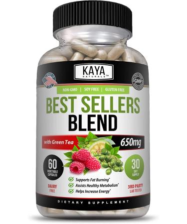 Kaya Naturals Best Sellers Blend - Increase Energy to Burn Belly Fat | Improve Healthy Metabolism - Soy Free, Non-GMO and Gluten Free - Natural Ingredients for Overall Wellness - 60 Vegetable Capsules 60 Count (Pack of 1)