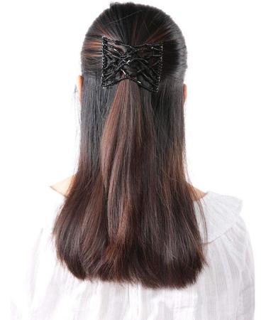 Women Girl Magic Easy Hair Beads Slide Stretchy Comb Clip Stretchable Hairpin Double Slides Hair Combs for Women Ladies Girls (BLACK) - Buy Online on GoSupps.com