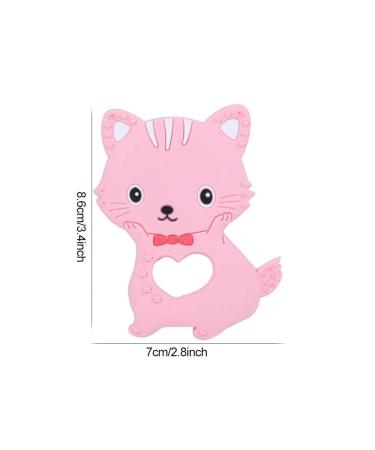 Shop Durable Baby Teether - Silicone Cat Shaped Teething Ring for Toddlers | Pink - Safe & Easy to Clean - Buy Online on GoSupps.com