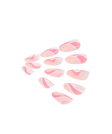 Vatocu Short Naked Pink French Artificial Nails - Wavy Lines Ballerina Acrylic Stick-On Nails for Women & Girls (24 Pieces) - International Shipping Available - Buy Online on GoSupps.com