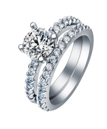 Aotiwe Ring Jewelry Vintage Rings Jewelry Women Four Claws with Cubic Zircon Silver Women Gift Jewelry 52 (16.6)