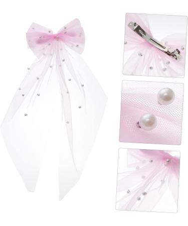 FRCOLOR Bridal Hair Accessories Bride Hair Accessories Bridal Bow with Clip Tulle Short Veil Bow Knot Bride Pearl Veil Checkered Hair Clip Hair Bow Iron Top Clip Girl Wedding Dress - Buy Online on GoSupps.com