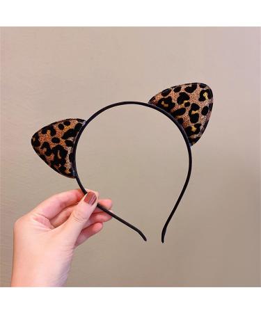 HUANIZI Cute Leopard Print Animal Ear Headband Hair Clip Costume Supplies for Teenager Girl Adults Women Costume Dark Brown - Buy Online on GoSupps.com