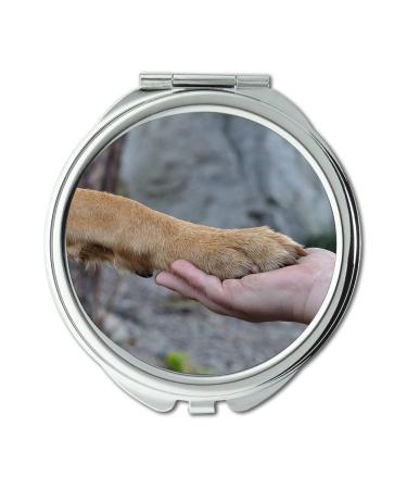 Mirror Compact Mirror Paw Hand Friendship Dog Human Close Up pocket mirror portable mirror