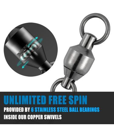 Dr.Fish Fishing Snap Swivels  Ball Bearing Swivels with Stainless Steel Coastlock Snap  Corrosion Resistant Black Nickel Coating  High Strength 26Lb to 503Lb  Saltwater Swivels Fishing Tackle #7-232LB 20 - Buy Online on GoSupps.com