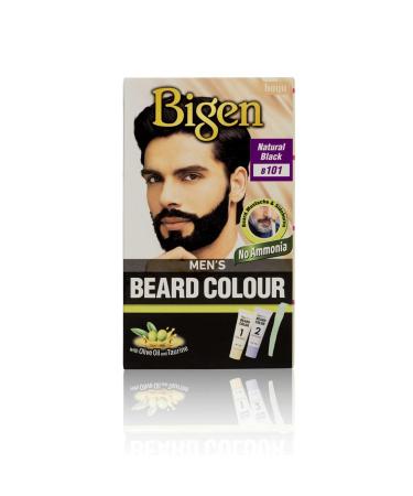 Bigen Men's Beard Colour | No Ammonia Formula with Aloe Extract & Olive Oil - 101 Natural Black Grey black 1 Count (Pack of 1)