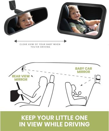 Shatterproof Baby Car Mirror for Backseat | Adjustable Rear View Mirror for Infants, Kids, and Pets - Black - Buy Online on GoSupps.com