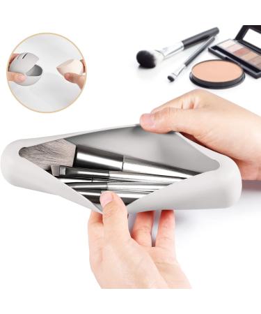 Qetlavee Portable Cosmetic Bag Set | Makeup Brush Holder & Sponge Organizer for Travel | Light Gray Makeup Storage Solutions - Buy Online on GoSupps.com