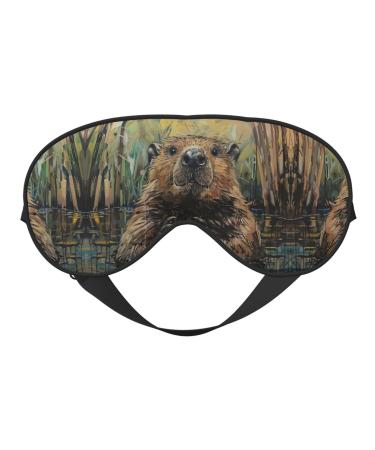 SSIMOO Beaver Sleep Mask-Adjustable Breathable Fashionable Eye Mask for A Comfortable Sleep Experience Black