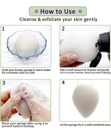 ESMOSEN 2pc Natural Green Tea Konjac Facial Sponges for Deep Cleansing and Exfoliating | Gentle & Safe for Delicate Skin - Buy Online on GoSupps.com