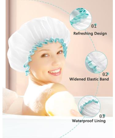 Mikimini Waterproof Shower Cap for Women & Girls - Reusable Washable Cute & Soft - Medium White (1 Pack) - Buy Online on GoSupps.com