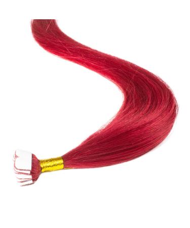 hair2heart Premium Mini Tape Extensions Real Hair - 12 Tapes 40cm 0/44 red intense 40cm 12 strands #Red