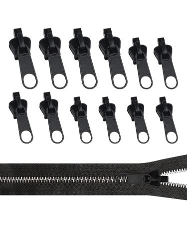 Yoyeah 12 pieces Zipper Pull Fix-A-Zipper Zippy Fix zip zipper repair replacement zipper for zipper slider in black