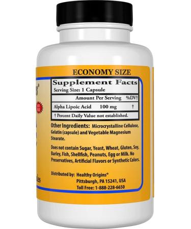Healthy Origins Alpha Lipoic Acid Multi Vitamins 100mg - 120 Capsules for Antioxidant Support - Buy Online on GoSupps.com