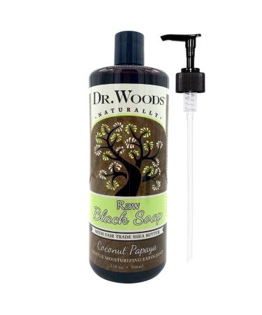 Dr. Woods Raw Black Coconut Papaya Soap with Organic Shea Butter and Pump  32 Ounce