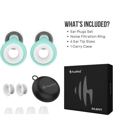 Silent Earplugs - 27dB Noise Cancelling Reusable Ear Plugs for Sleep Travel Comfort & Autism - Turquoise - Buy Online on GoSupps.com