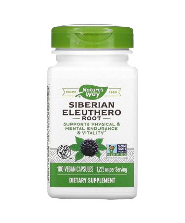Nature's Way Siberian Eleuthero Root 1275 mg 100 Vegan Capsules