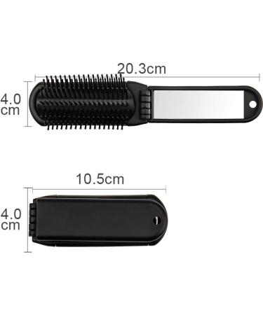 Ancable Folding Hair Brush with Mirror - Portable Pocket Size for Travel, Gym, Bag & Purse - Black - Buy Online on GoSupps.com