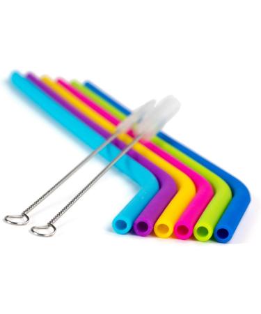Silicone Drinking Straws Set of 6 for Adults and Kids 2 Cleaning Brushes Included - Buy Online on GoSupps.com