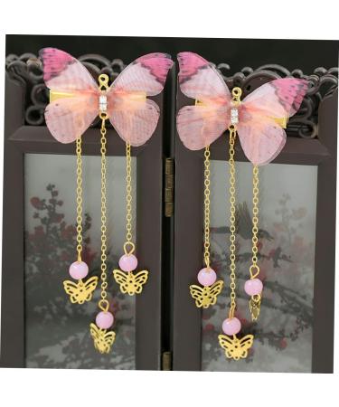 Beaupretty 2 Pairs hanfu butterfly headdress hairpin with tassel metallic hair clips tassel hair clips kids hair accessories for girls long tassel hair barrettes child alloy Costume decorate - Buy Online on GoSupps.com
