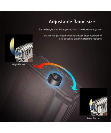 MQJ 4 in 1 Multifunctional Tobacco Pipe Lighter Genuine Leather Soft Flame Refillable Windproof Butane Lighters for Men with 3 Pipe Cleaner Tool Unique Birthday Gifts for Men(Color : Silver) - Buy Online on GoSupps.com