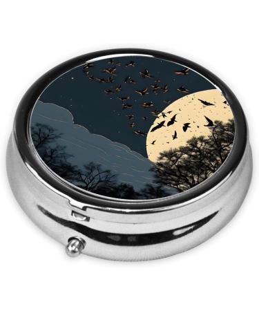 Buy Night Crow Printed Mini Round Pill Box - 3 Compartment Medicine Organizer for Travel Pocket & Home Use - Portable Pill Case - Buy Online on GoSupps.com