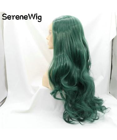 Serenewig Women's Green Teal Long Wavy Synthetic Wig - Heat-Resistant Malachite Green Cosplay & Daily Use | Drag Queen Makeup 26 - Buy Online on GoSupps.com