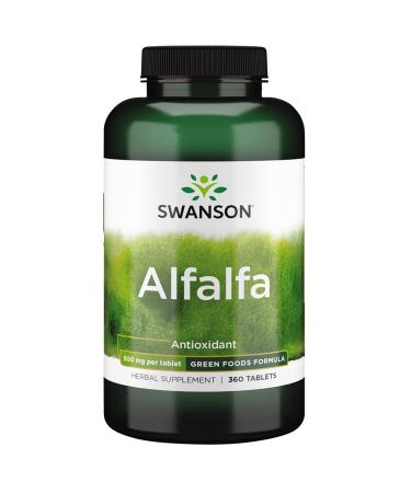 Swanson Alfalfa - Herbal Supplement to Help Rejuvenate and Revitalize - Vegetarian Supplement Made with Organic Alfalfa to Promote Energy Support Any Time of Year - (360 Tablets, 500mg Each)