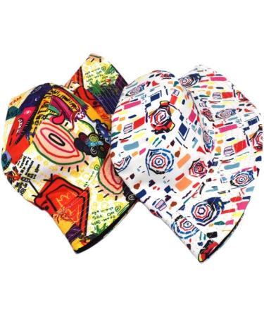 Quanhaigou Reversible Bucket Hat for Men Women - Packable Sun Hat for Outdoor Travel Hiking Beach - Colorful Graffiti Print - Buy Online on GoSupps.com