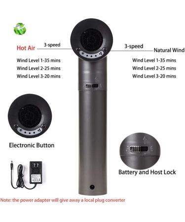 Cordless Hair Dryer 400W DC Rechargeable Hair Dryer with Cold Wind and Hot Air Suitable for Indoor Outdoor Camping Tourism (B-fine Version) - Buy Online on GoSupps.com