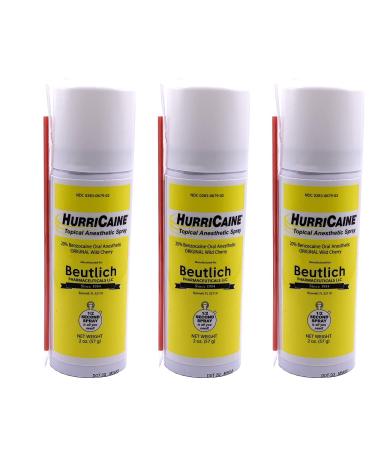 Hurricaine Topical Anesthetic Spray 2 oz Wild Cherry (Pack of 3)