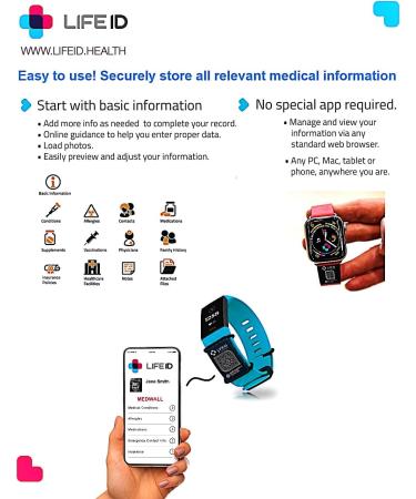 LIFE ID Apple Watch Band - Medical Alert ID for Men & Women - Edit Info Anytime - Free Profile Dashboard - No Subscription Fees - 18mm Wide - Buy Online on GoSupps.com
