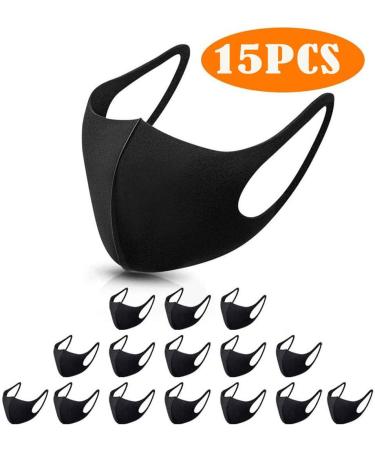 Black_Mask Fashion Ice Silk Solid Breathable Reusable Sports Antidust 15pcs - Buy Online on GoSupps.com