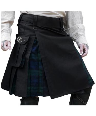 Kilt men Scottish Original Set Scottish Kilt red checked patchwork medieval Scotland fold skirts Classic cut regular streetwear men scottish skirt punk breathable black 4xl