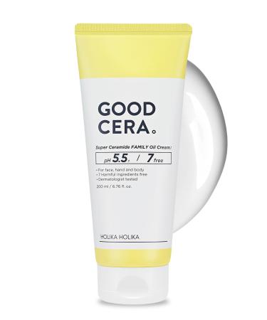 HOLIKA HOLIKA Good Cera Super Ceramide Family Oil Cream 6.76fl oz | Ceramide Moisturizer Face Cream for Women & Men | Body & Face Moisturizer for Dry Skin | Body & Face Lotion