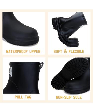 Women's Short Rain Boots | Waterproof Garden Shoes | Lightweight Ankle Boots | Black Chelsea Platform Rain Shoes for Outdoor Work - Buy Online on GoSupps.com