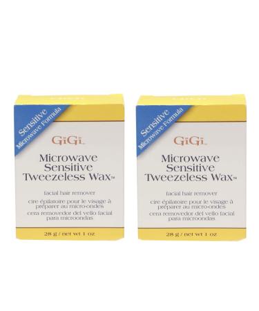 GiGi Sensitive Tweezeless Microwave Facial Hair Removal Wax 1 oz x 2 pack 1 Ounce (Pack of 2) Tweezeless w/ Azulene