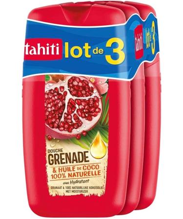 TAHITI - Tahiti Pomegranate & Coconut Oil Shower Gel - Formula with Natural Ingredients - Pack of 3 x 250 ml - Buy Online on GoSupps.com