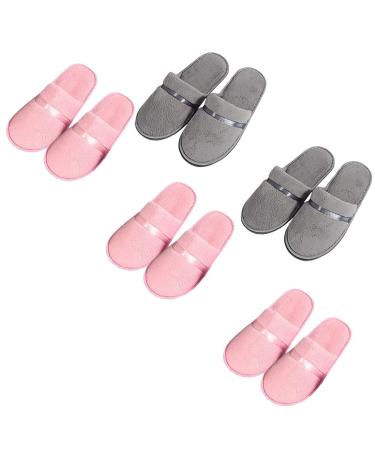 Tianmao 5 pairs of slipper hotels lipper tortier hip slippers with closed toes universal size 28.5 * 11cm coral fleece guest slippers for spa party guests hotel and travel unit size 3 pink 2 gray